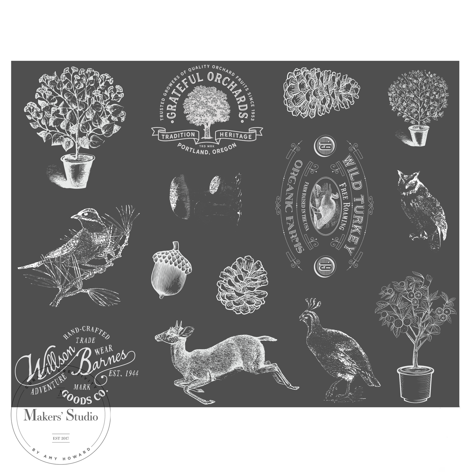 Woodland Creatures - Mesh Stencil 8.5x11