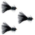 3 Pack Black Bead Head Crystal Woolly Bugger Classic Streamer Flies - 12 Flies - Hook Size 8