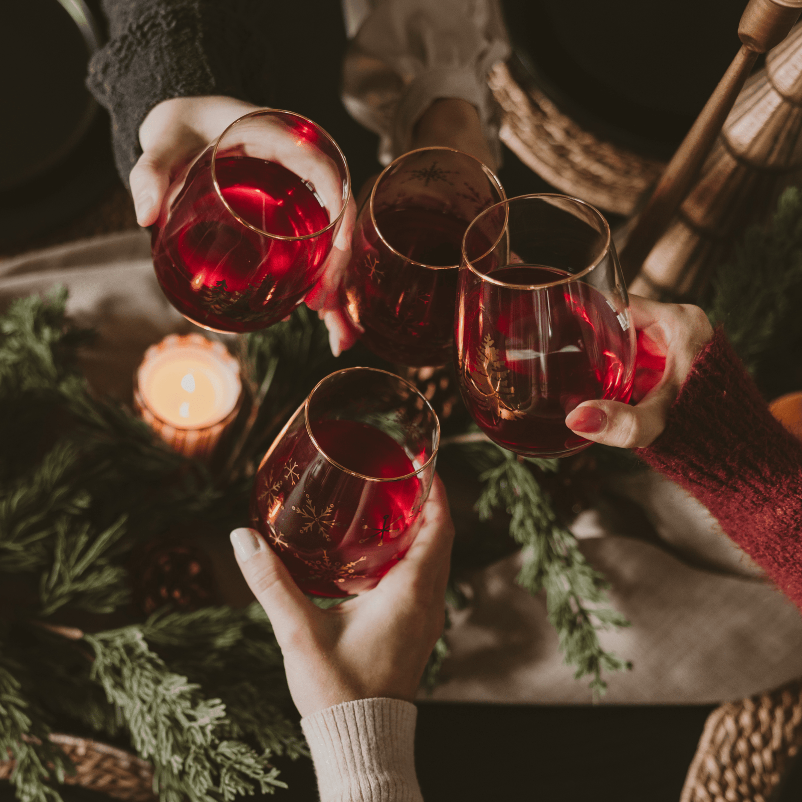 Snowflakes Stemless Wine Glass - Boxed Set of 2