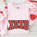 XOXO Checkered Valentine Sweatshirt – Furry Style Printed Sweater