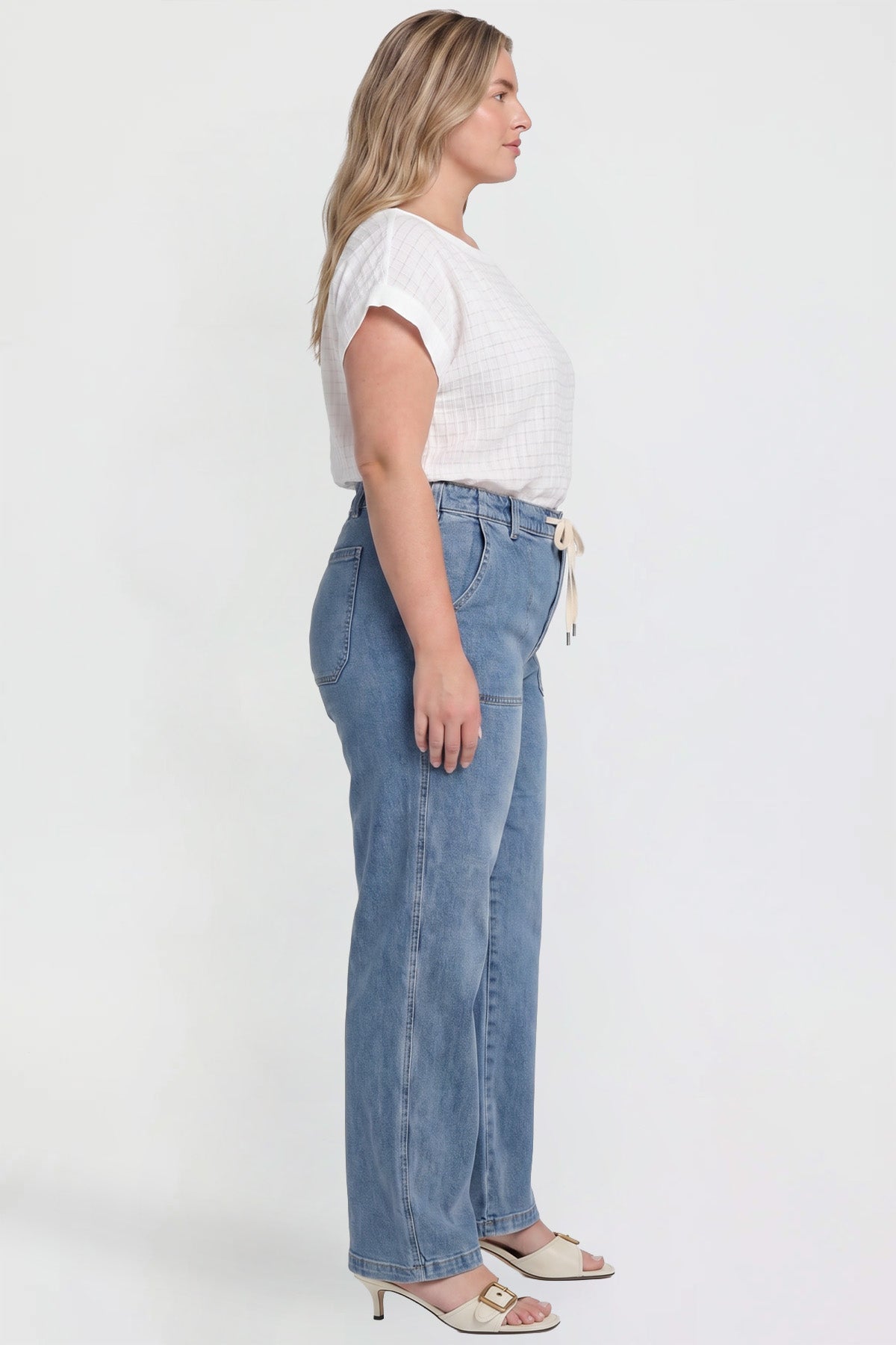 Women's Tie Front Wide Leg Jeans