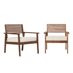 Zander Mid-Century Modern Acacia Outdoor Slat-Back Lounge Chair