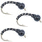 3 Pack Bead Head Black Zebra Midge Still Water Nymph Fly Hook Size 22