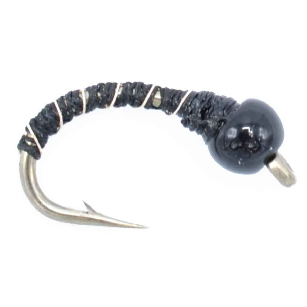 3 Pack Bead Head Black Zebra Midge Still Water Nymph Fly Hook Size 24