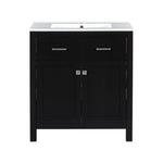 Bathroom Vanity With Ceramic Sink, Modern Single Bathroom Cabinet With 2 Doors And A Shelf, Soft Close Doors