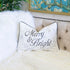 Christmas Throw Pillow with Silver Embroidery – White & Silver