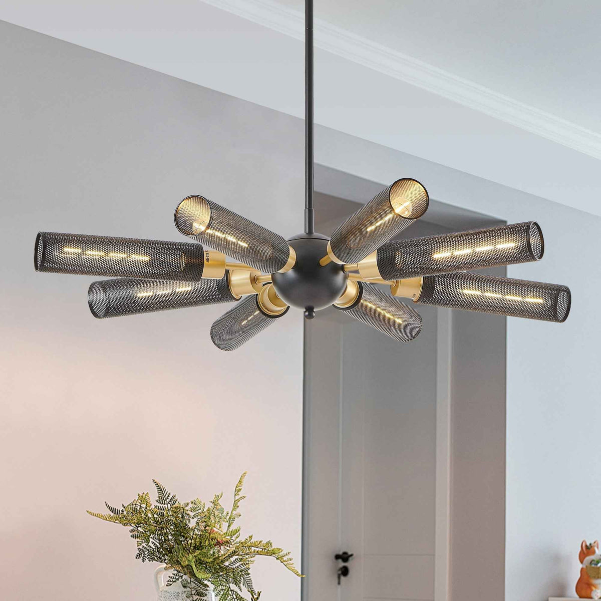 34' Modern Industrial Sputnik 8-Light Chandelier
