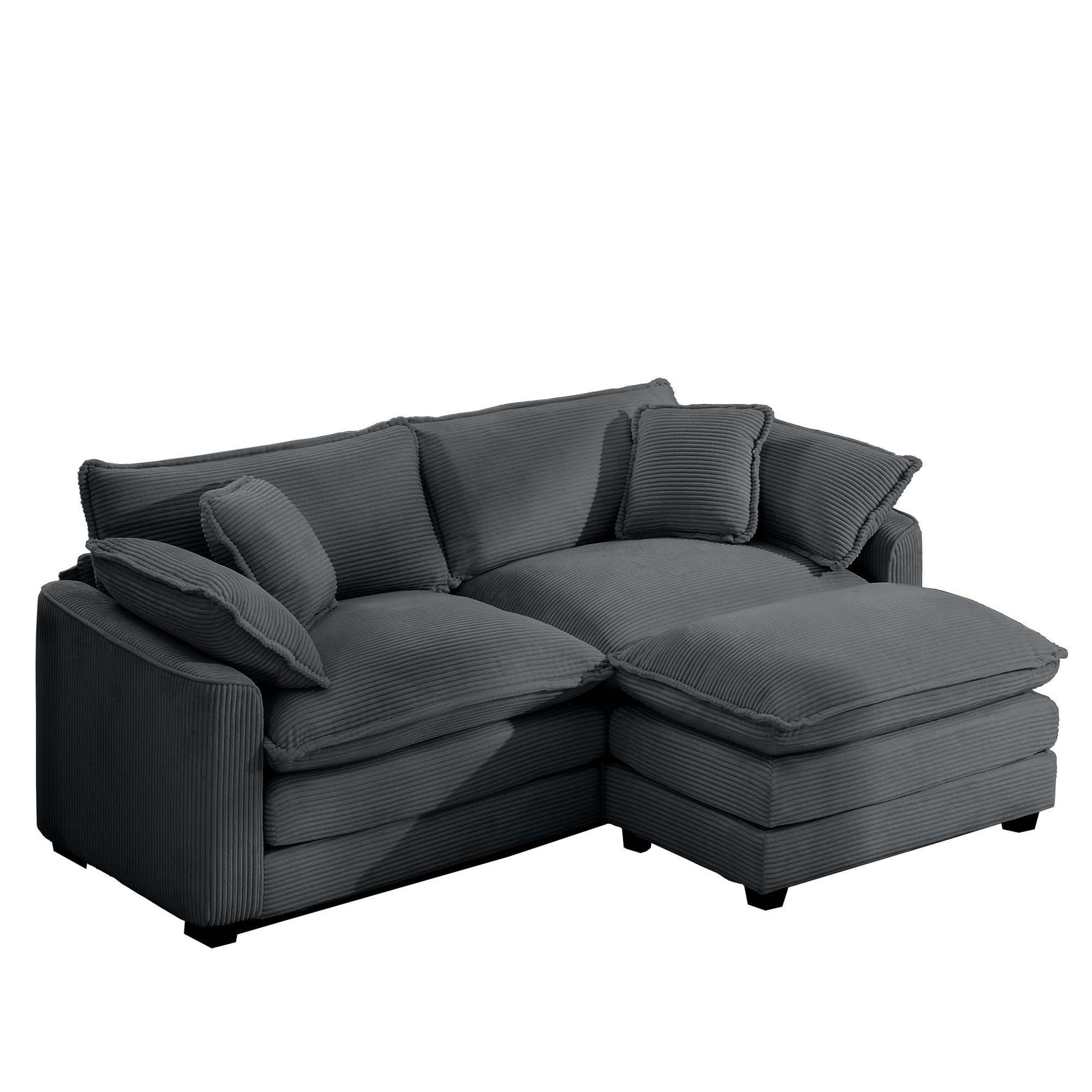 Modern Oversized Modular Cushion Sofa With Ottoman, Low Back, Deep Seating Sofa Set