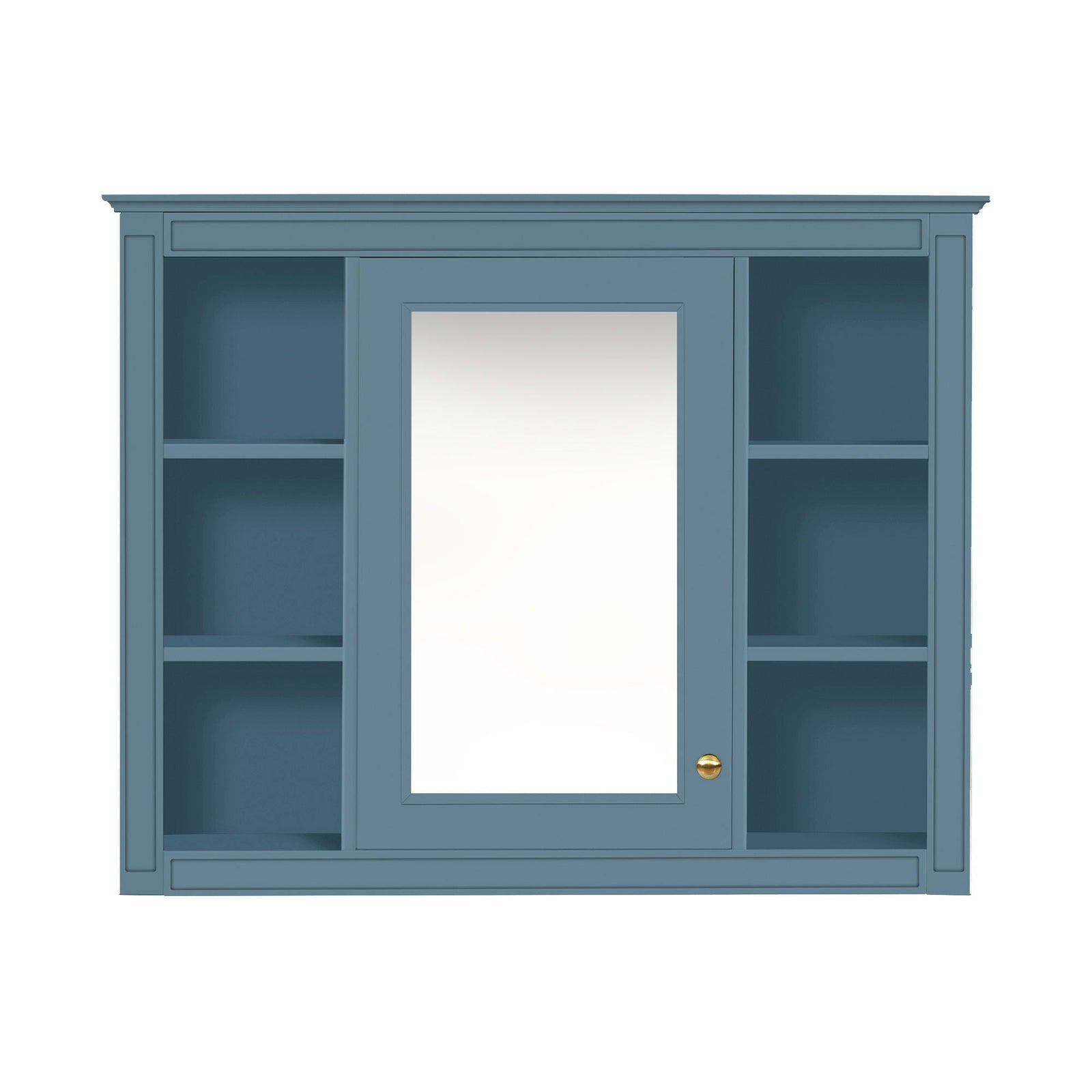 Wall Mounted Medicine Cabinet With Mirror, Storage Cabinet Featuring 6 Open Shelves And Adjustable Interior