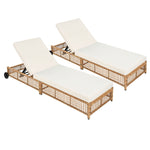 Outdoor Lounge Chair With 5 Position Backrest With Cushion And Wheels