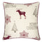 Merry Christmas Embroidered Poly Linen Throw Pillow with Festive Motifs - Red and Silver