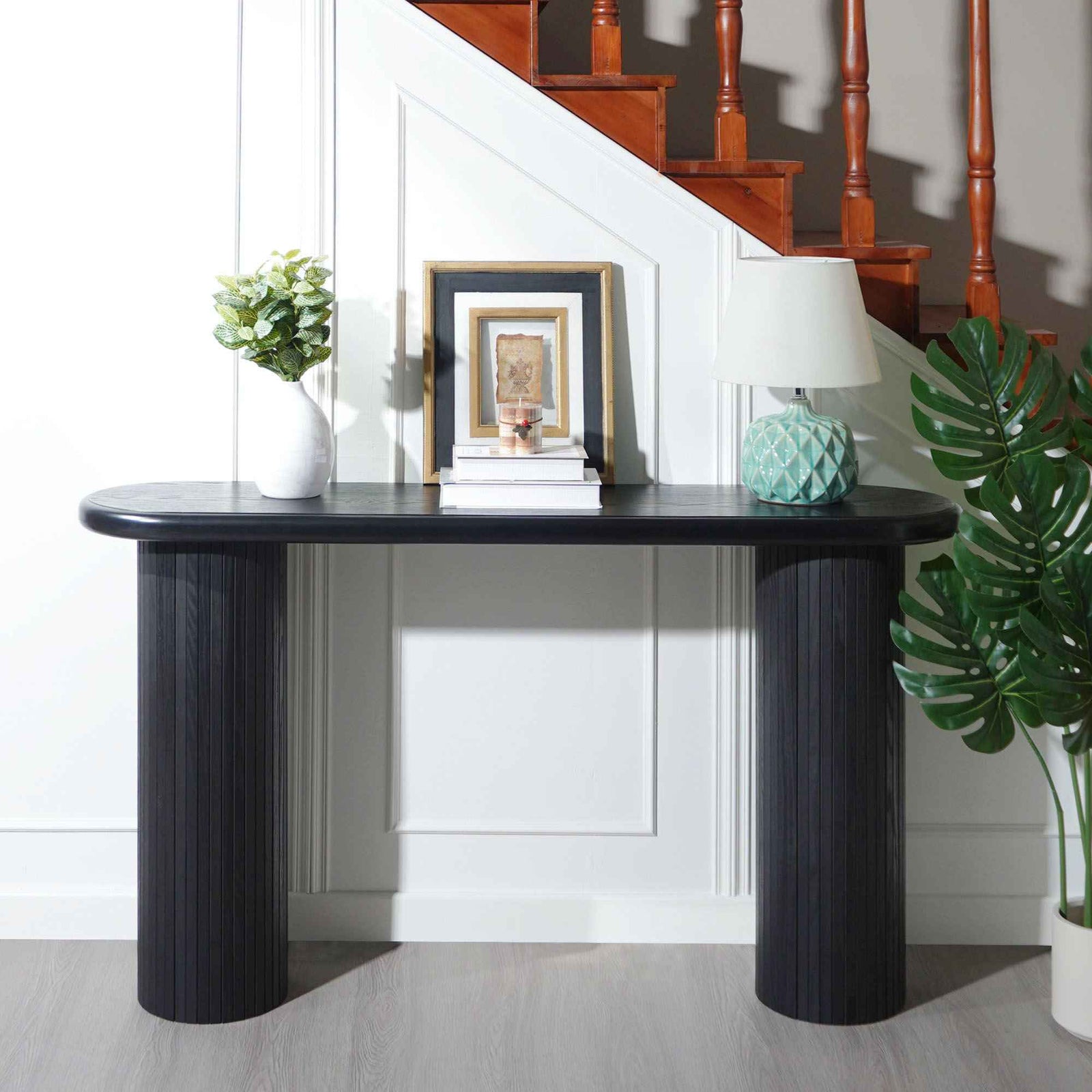 Fluted Cylinder Console Table - Black