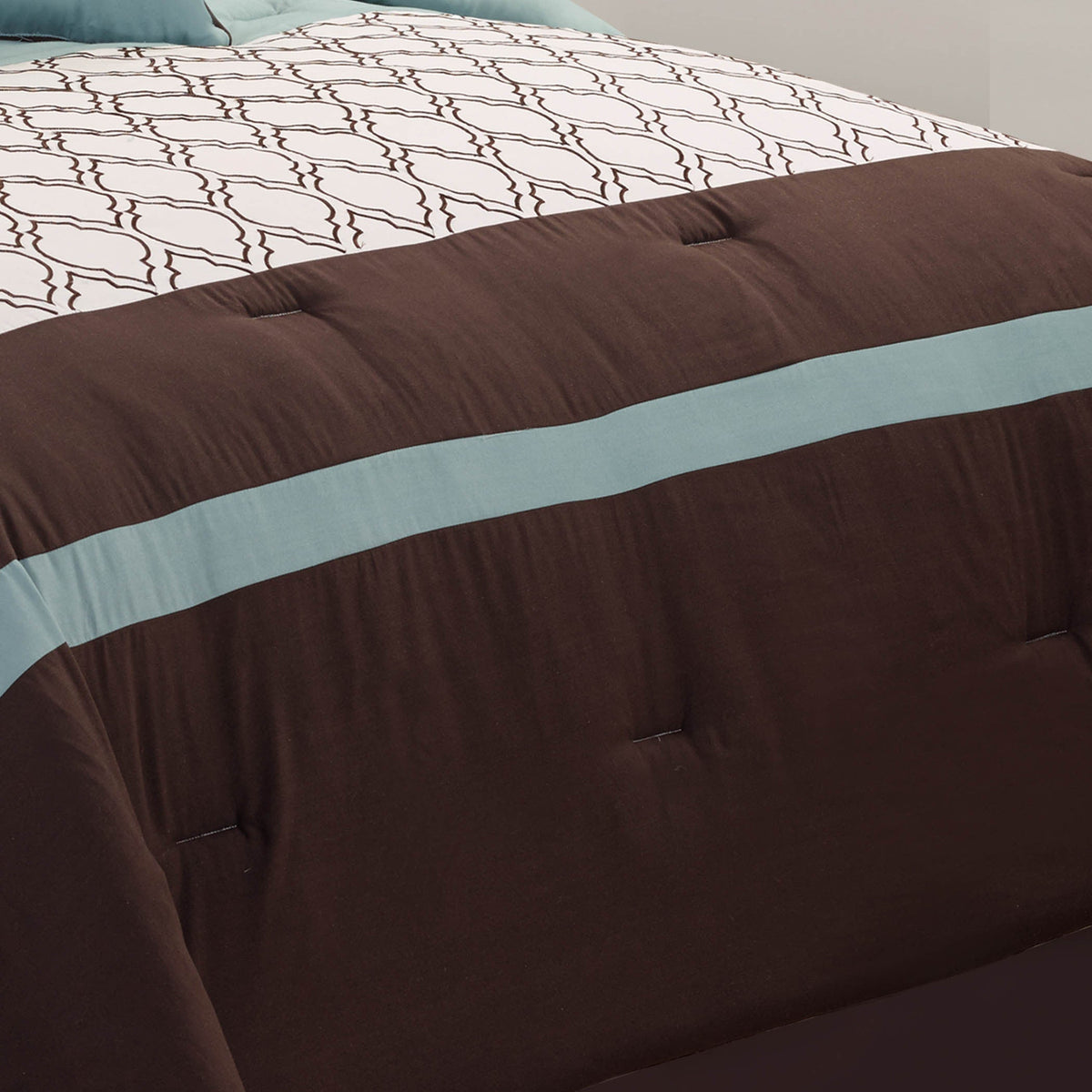 Tolbert 8 Pc Teal & Brown Geometric Embroidered Comforter Set