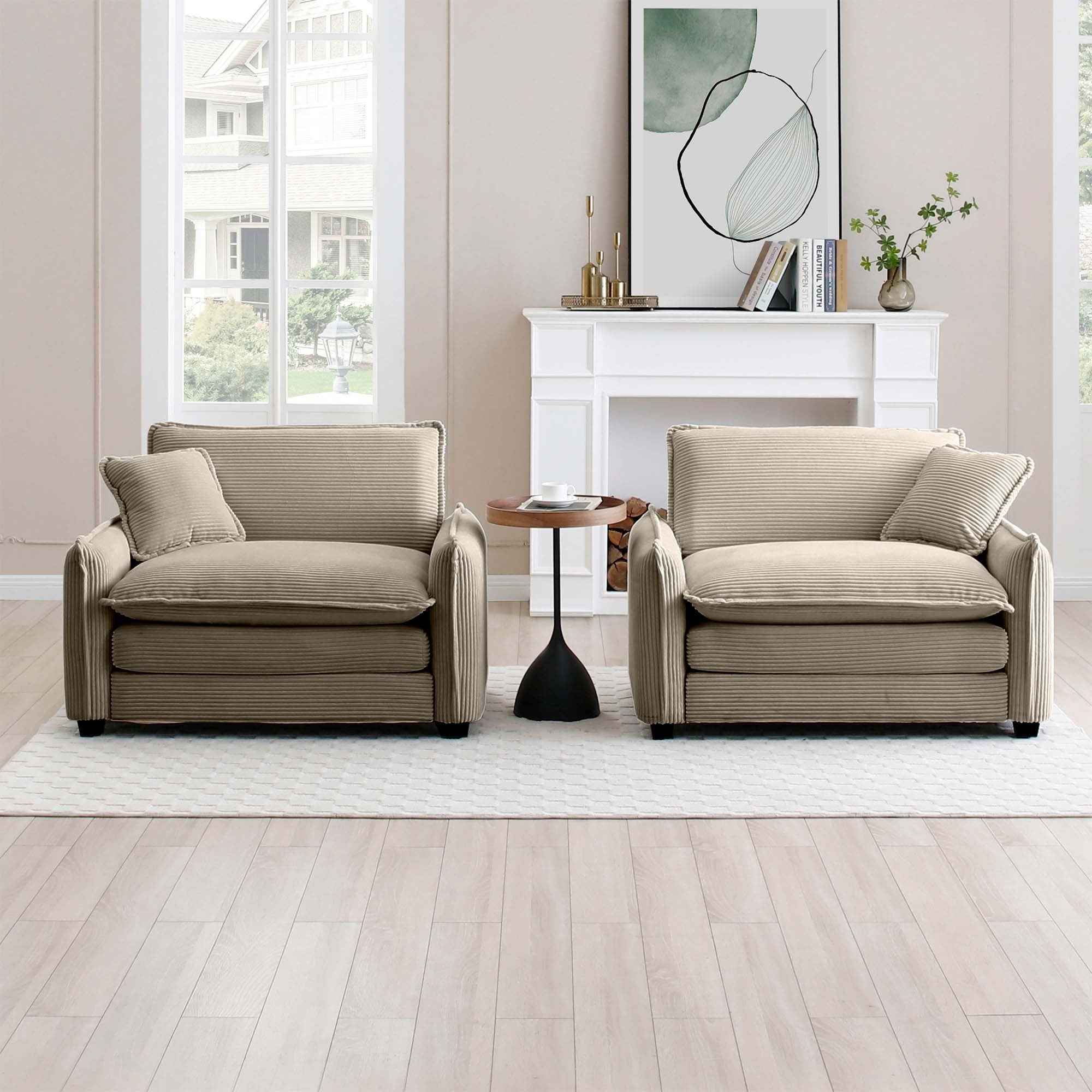 Walker Edison | Corduroy Cloud Deep Seated Accent Sofa Chairs