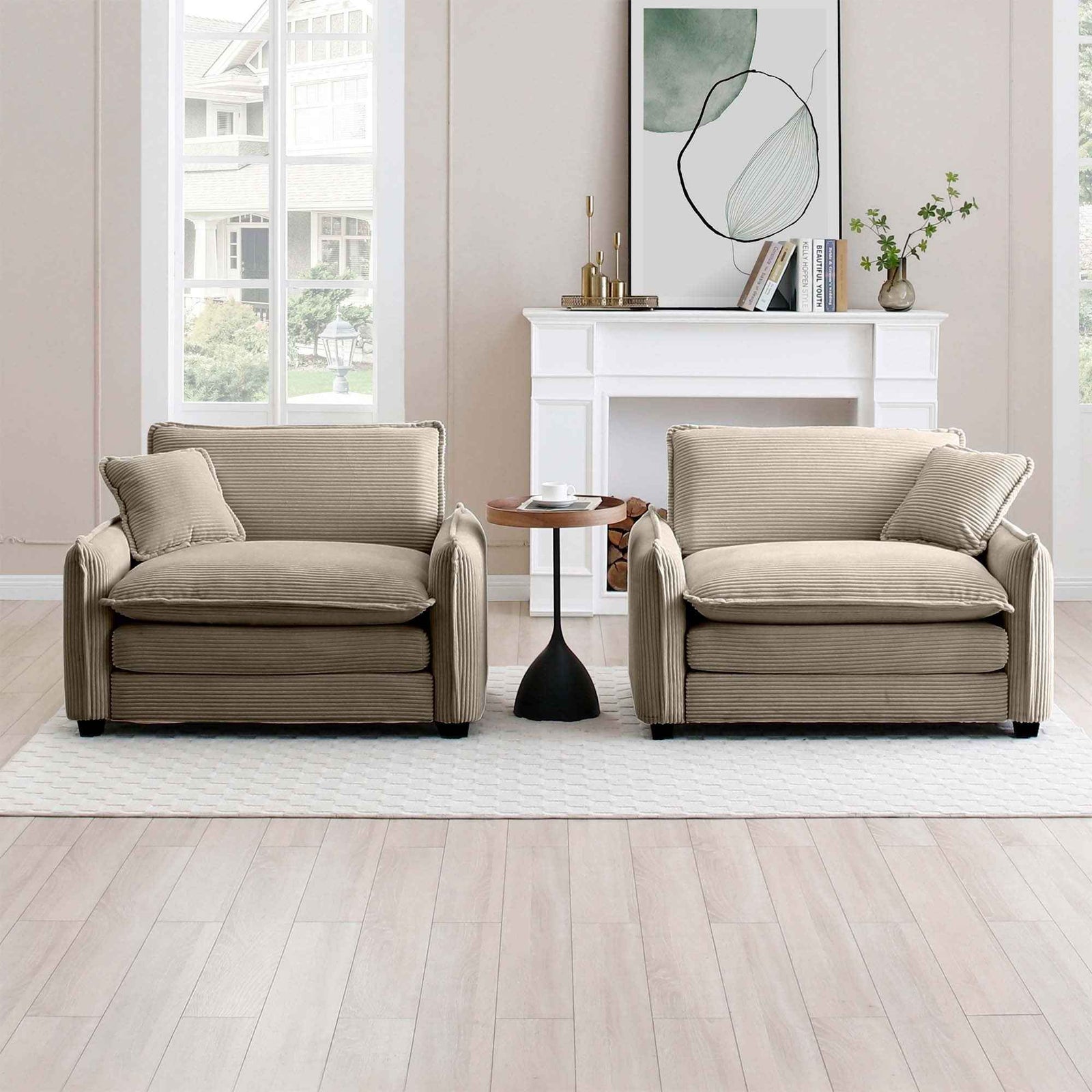 Walker Edison | Corduroy Cloud Deep Seated Accent Sofa Chairs