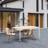 4 Piece Set Of Modern Striped Color- Blocking Single Chairs With Long Table