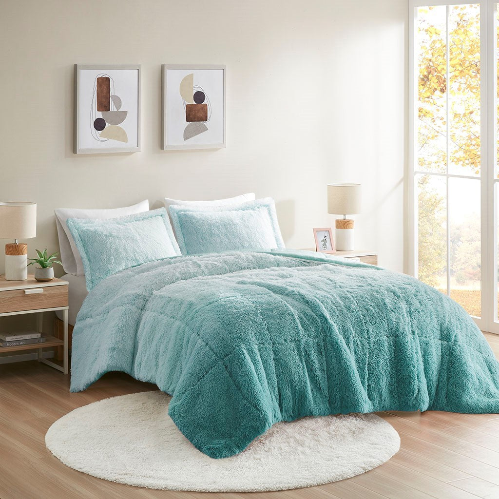 Twin/Twin XL Ombre Shaggy Long Fur Comforter Mini Set