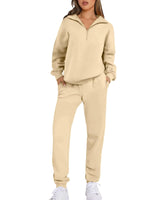 Prinbara Women 2 Piece Outfits Sweat Set 2024 Winter Oversized Sweatshirts Jogger Sweatpants Lounge Sets Fall Tracksuit Dark Khaki X-Large