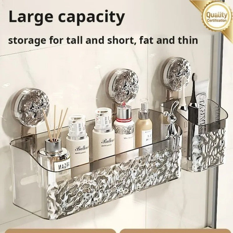 Light Luxury Style Glacier Pattern Suction Cup Shelf