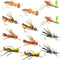 Foam Hopper Fly Fishing Flies Assortment - 12 Flies - 2 Each of 6 Grasshopper Dropper Hopper with Fly Box