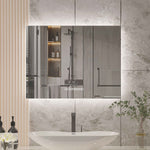 Smart Bluetooth Enabled Mirror: Featuring Temperature Display, Fog-Free Technology, LED Lighting, and Touch Sensor Makeup Functionality for an Elegant and Functional Wall Accent
