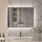 Smart Bluetooth Enabled Mirror: Featuring Temperature Display, Fog-Free Technology, LED Lighting, and Touch Sensor Makeup Functionality for an Elegant and Functional Wall Accent