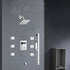 Chrome 12inch LED light or 6 inch regular head Wall mount 3 way thermostatic shower faucet with 6 body jets and sliding bar
