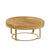31.5" Modern round coffee table Wooden carving pattern coffee table with metal legs for living room reception room office Golden