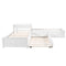 L Shaped Platform Bed With Trundle And Drawers Linked With Built In Desk