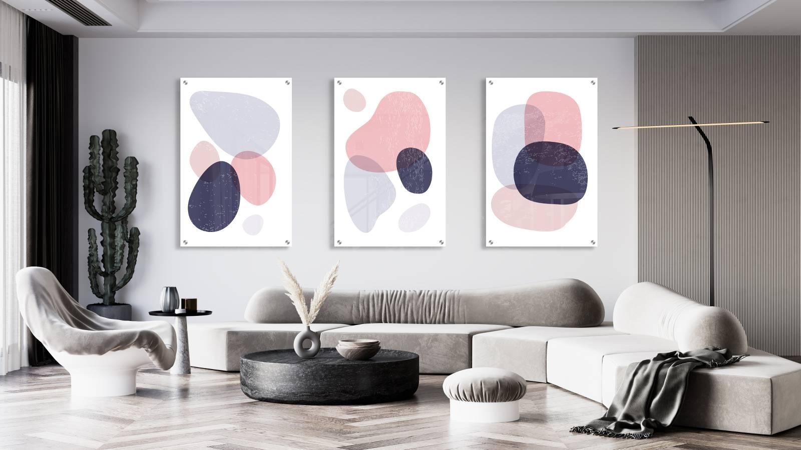 Abstract Shapes Pattern Set of 3 Prints Modern Wall Art Modern Artwork