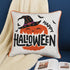 Embroidered Halloween Pumpkin Accent Pillow with Festive Detailing - Neutral