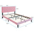 Modern Upholstered Platform Bed Frame With Button Tufted Fabric Headboard