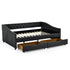 Upholstered Tufted Daybed With Drawers, Waved Arms