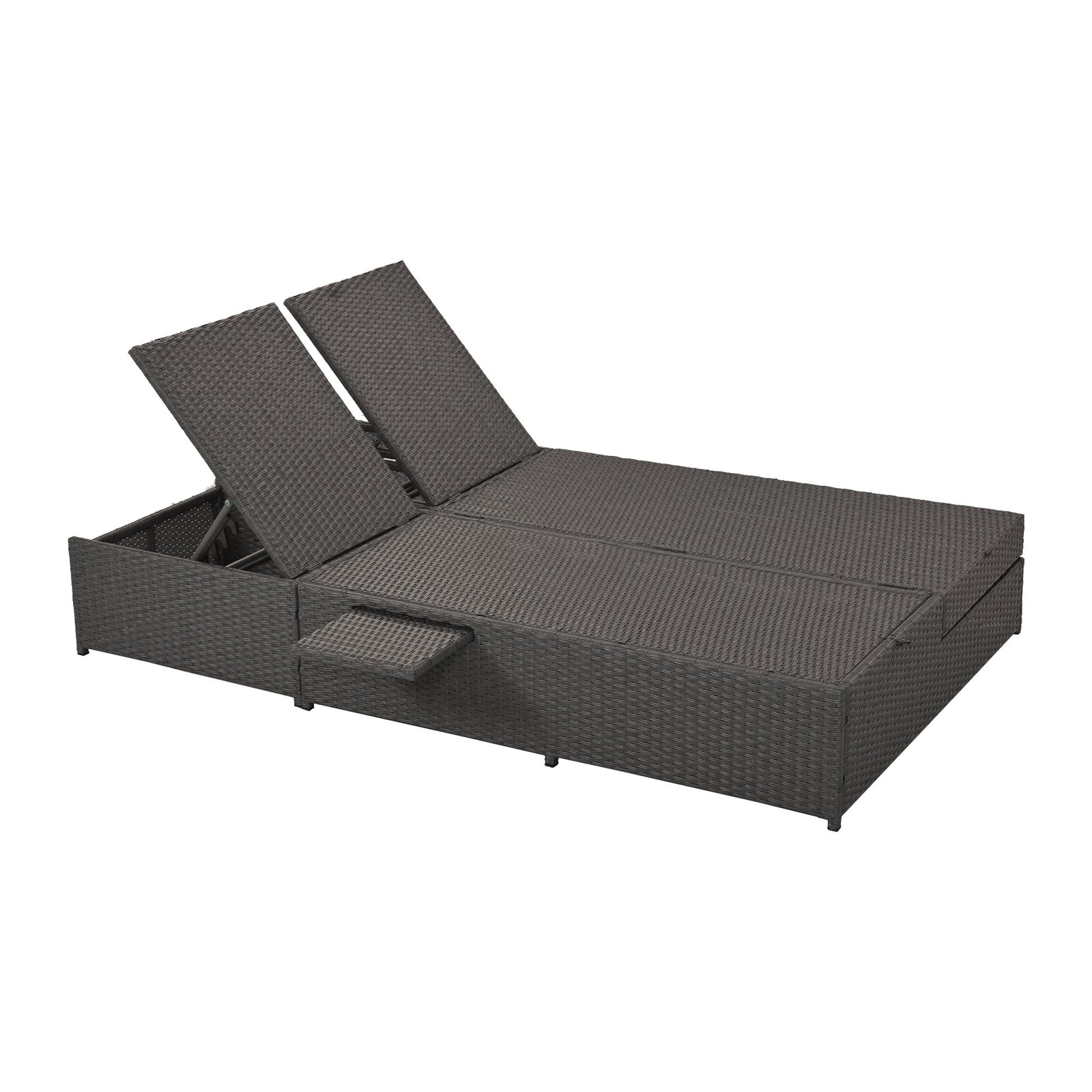 Walker Edison | Wicker Outdoor Double Sunbed Set