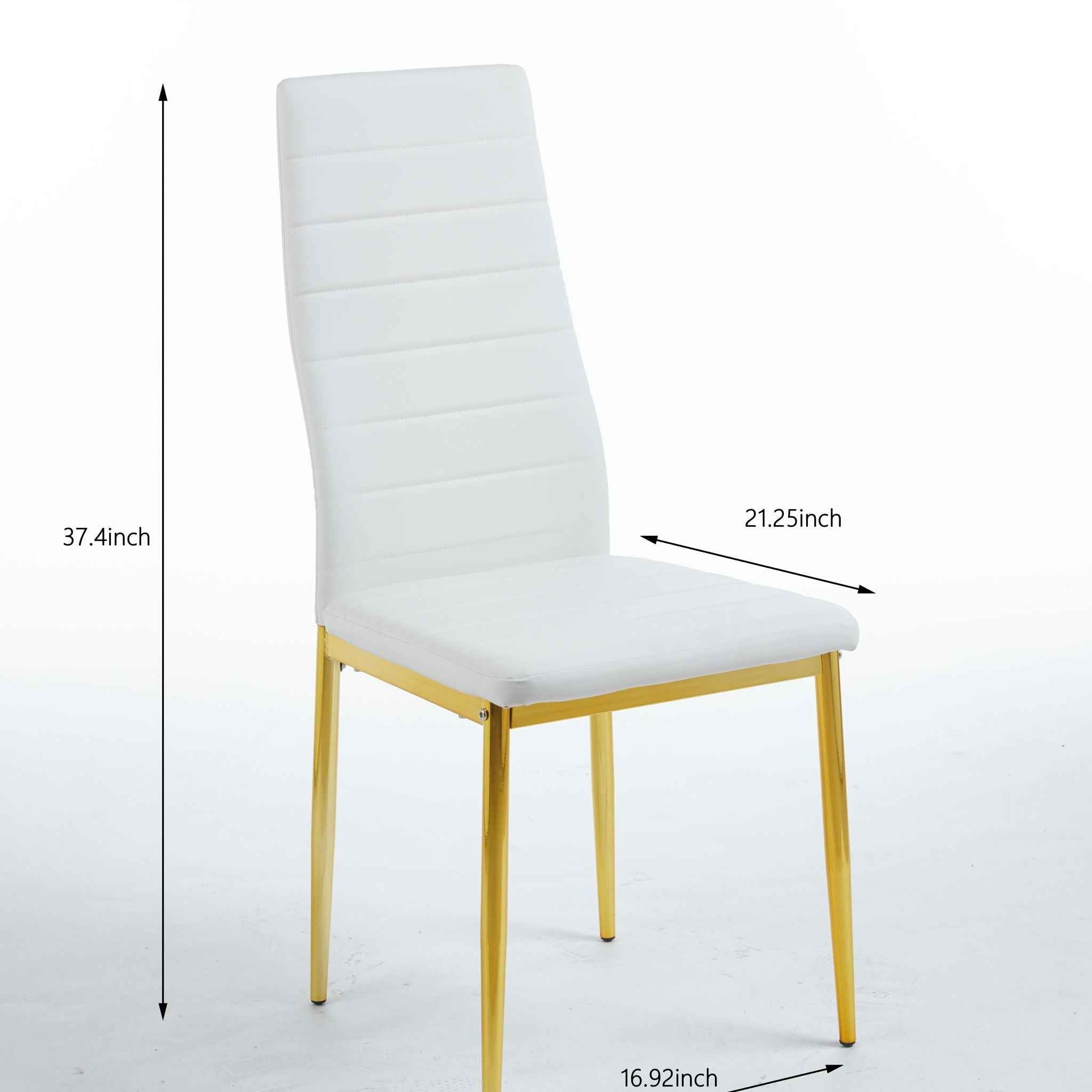 Dining Chair (Set of 4) - Gold / White