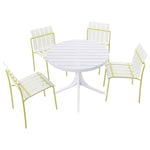4 Piece Set Of Modern Color Block Designed Single Chairs With Round Table