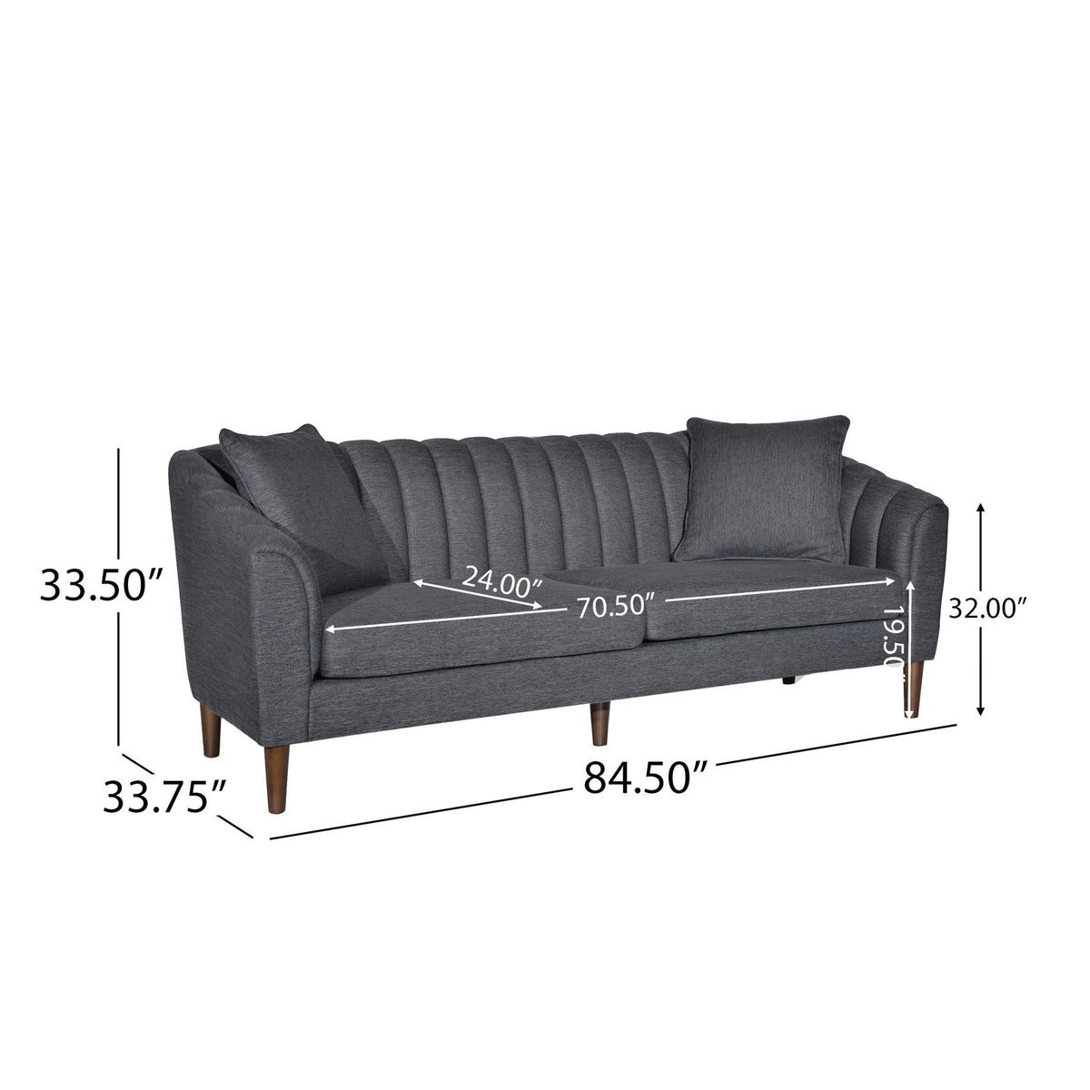 Contemporary 3 Seater Sofa with Plush Accents - Fabric