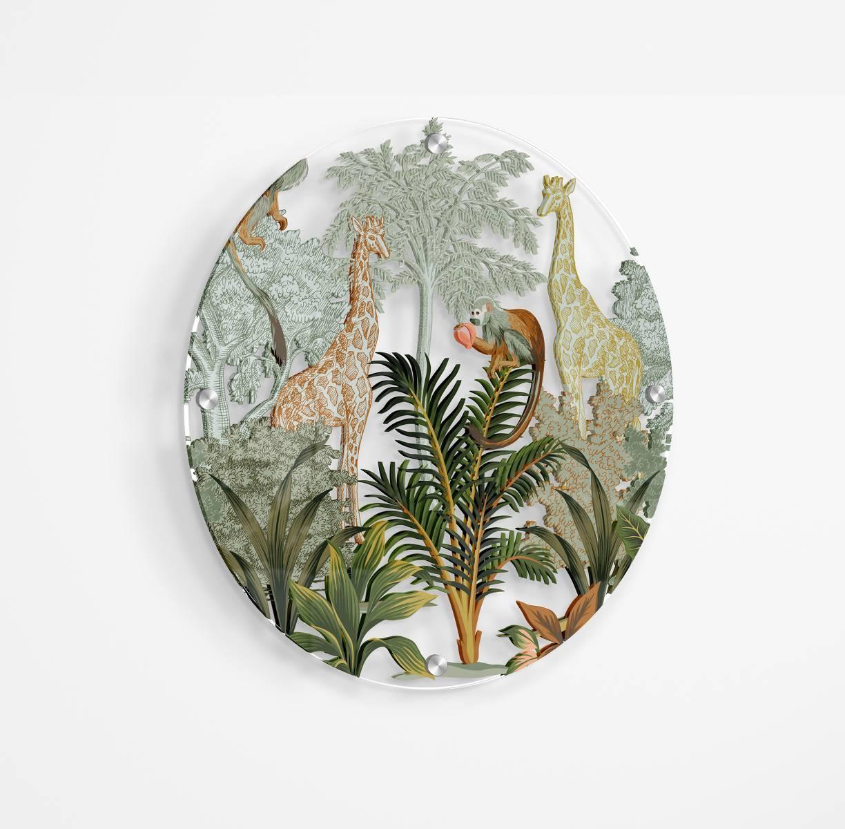 African Animals Printed Transparent Acrylic Circle