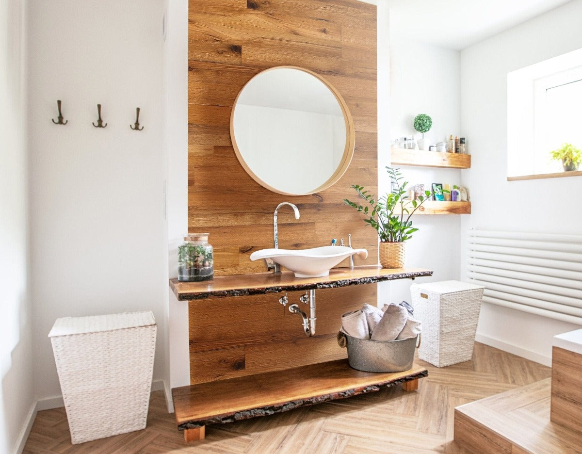 Classic Originals 1/4 in. x 5.1 in. Real Wood Easy Install Wall Panels - Almond (20 Sq. Ft.)