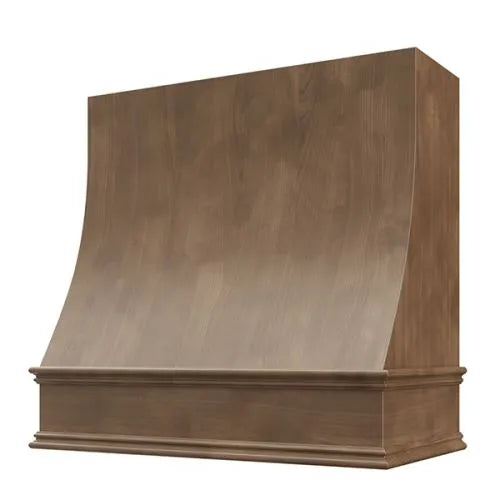 American Walnut Wood Range Hood With Sloped Front and Decorative Trim - 30