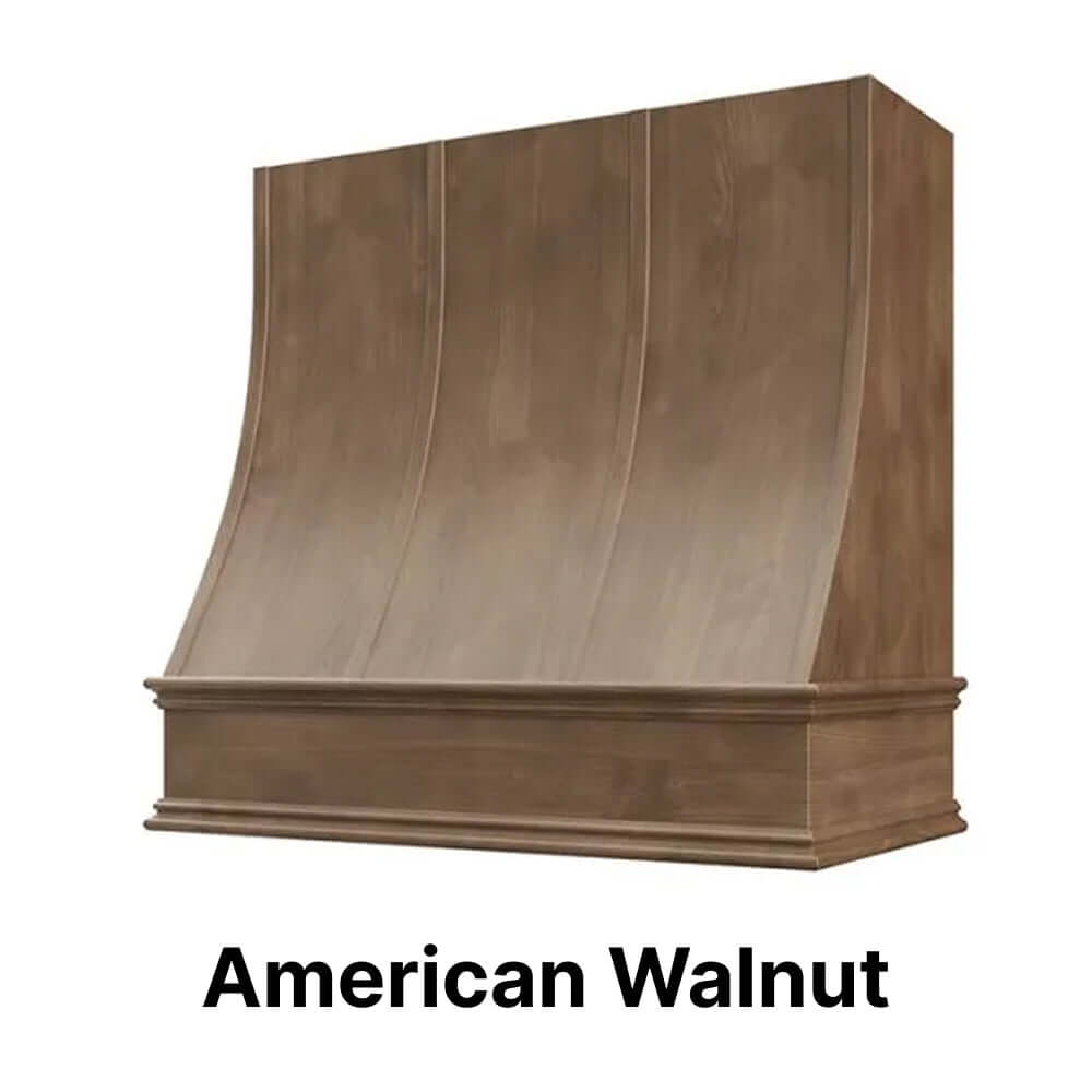 Wood Range Hood With Sloped Strapped Front and Decorative Trim - 30