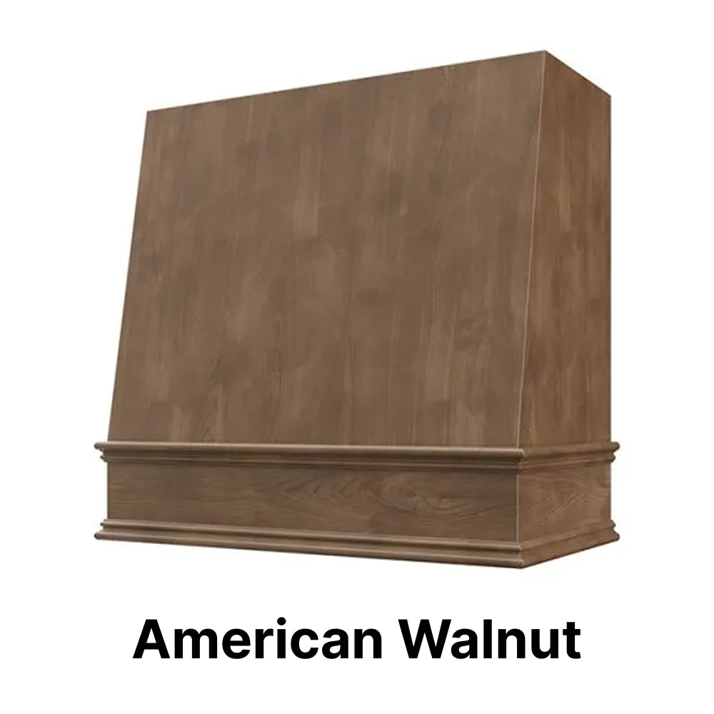 Wood Range Hood With Angled Front and Decorative Trim - 30