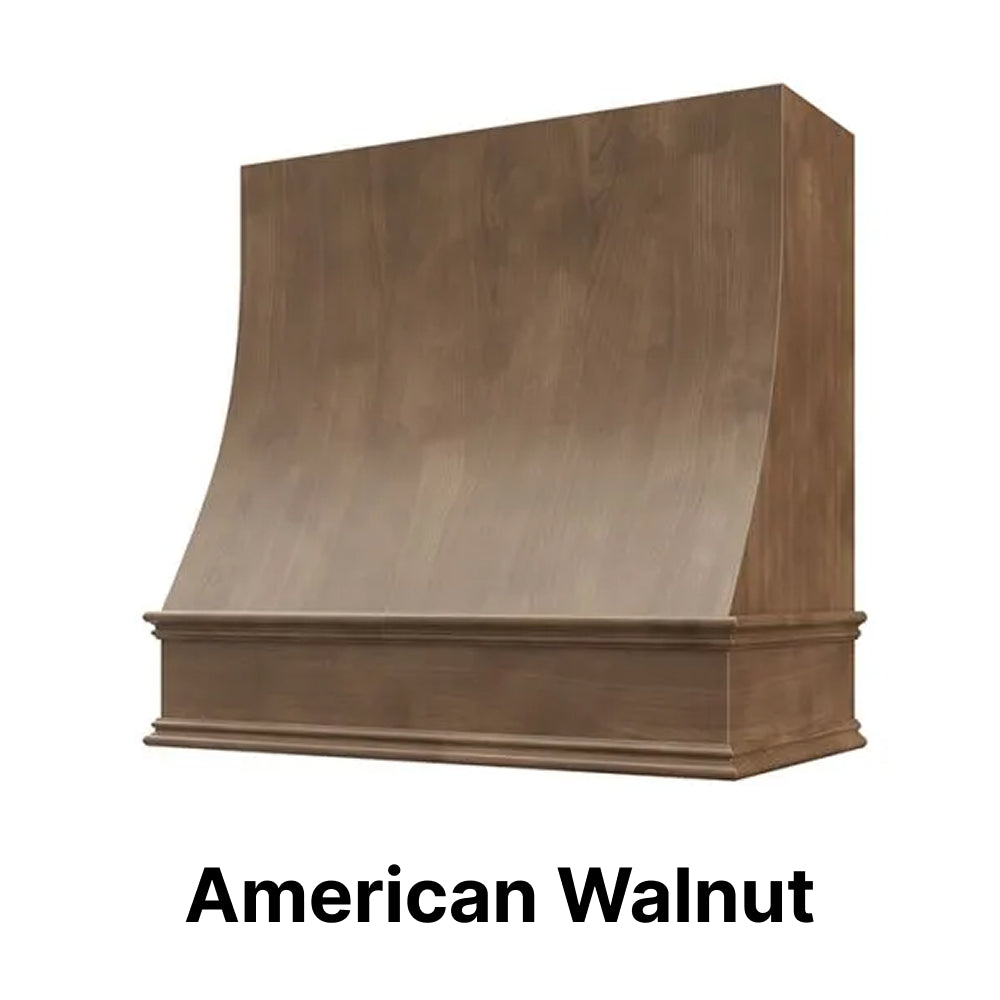 Wood Range Hood With Sloped Front and Decorative Trim - 30