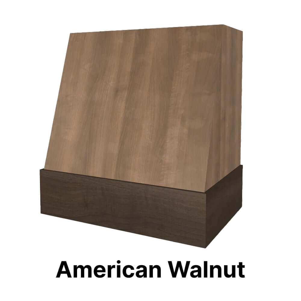 Wood Range Hood With Angled Front and Walnut Band - 30