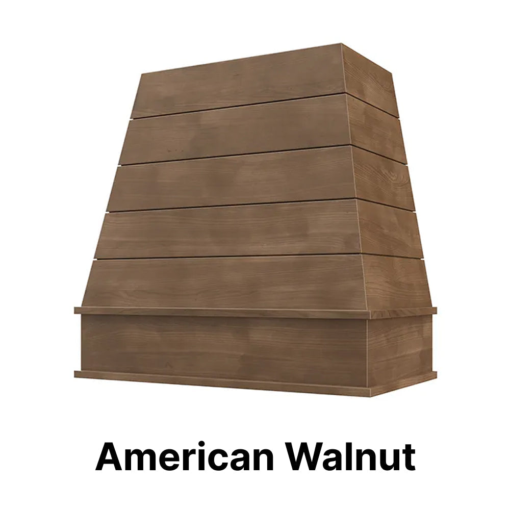 Wood Range Hood With Tapered Shiplap Front and Block Trim - 30