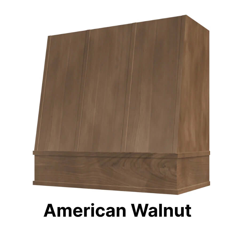 Wood Range Hood With Angled Strapped Front and Block Trim - 30