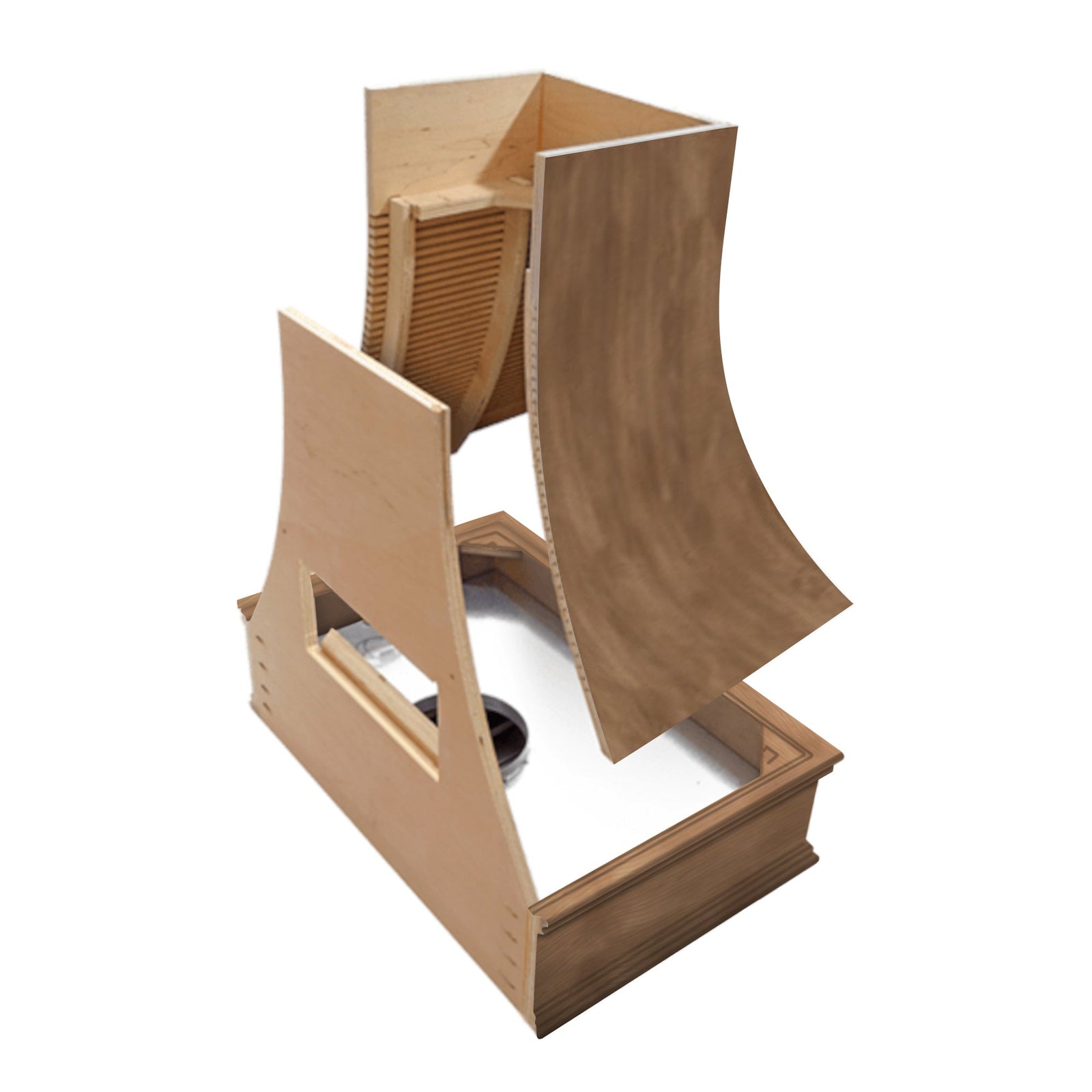 American Walnut Wood Range Hood With Tapered Front and Decorative Trim - 30