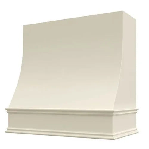 Antique White Wood Range Hood With Sloped Front and Decorative Trim - 30