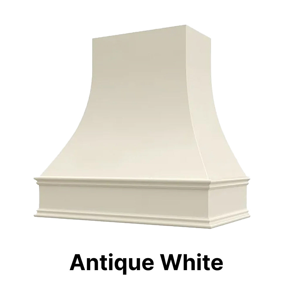 Wood Range Hood With Curved Front and Decorative Trim - 30
