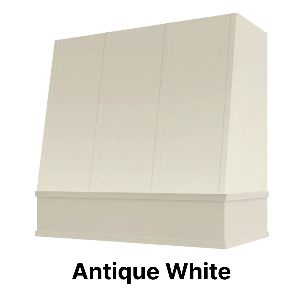 Wood Range Hood With Angled Strapped Front and Block Trim - 30